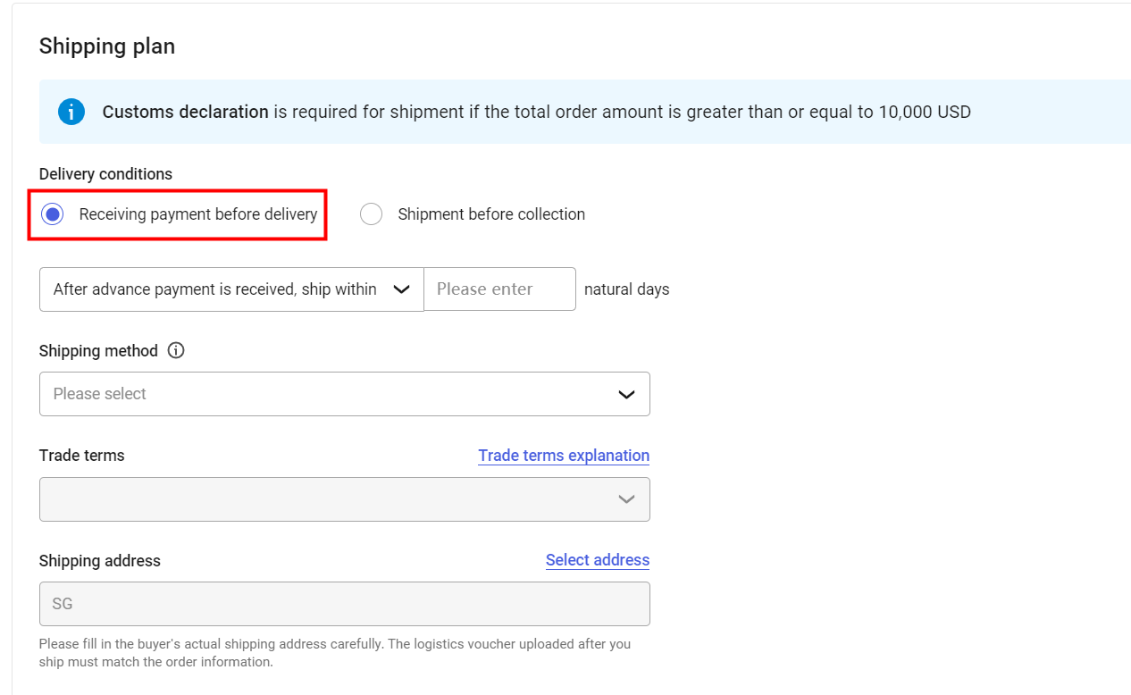 Shipping Condition Option 1